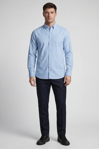 Xint Bisse Regular Fit Uzun Kol Keten Paşa Yaka Cepsiz Mavi Erkek Gömlek Bsgmktn25325 D35