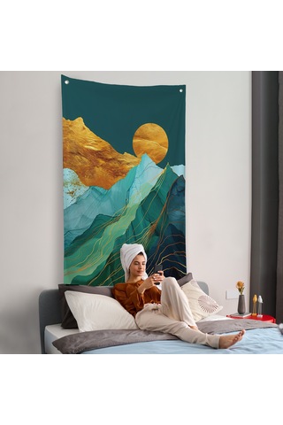 Dağların Üstündeki Güneş Manzarası Duvar Örtüsü-7648