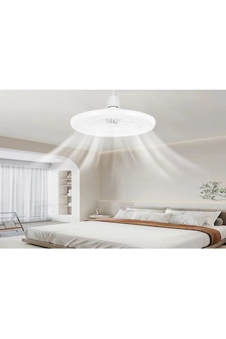 Yifomall E27 Vidalı Led Fanlı Avize - Kumandalı, 50w, Abs+pp Malzeme, Ev, Mutfak, Yatak Odası Kullanıma Uygun Beyaz