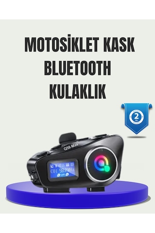 Ucuztekno Ip65 Suya Dayanıklı Kask Bluetooth Kulaklık Lcd Ekranlı Siyah
