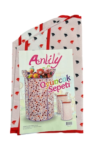 Tutmalı Baskılı Oyuncak Sepeti Oyuncak Kutusu 45 Cm Kırmızı