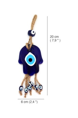 Cam Fatma Eli Nazarlıklı Halatlı Duvar Süsü 23x7cm