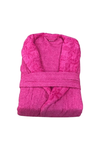 Royam Redline %100 Pamuklu Kısmi Kadife Tekli Bornoz Fuşya