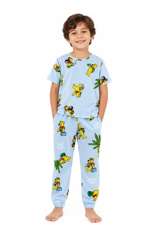Harıbo Haribo Lisanslı Tatil Temalı Kısa Kollu Pijama Takımı Mavi