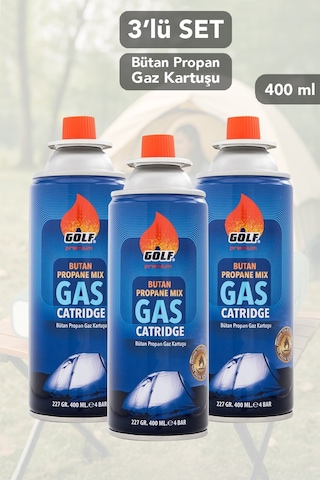 3 Adet Bütan Propan Gaz Kartuşu - Valfli Kartuş Kamp Ocağı Gazı 227 Gr Beyaz