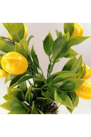 Yapay Ahşap Kütük Saksılı Limon Dekoratif Hediye Lm100