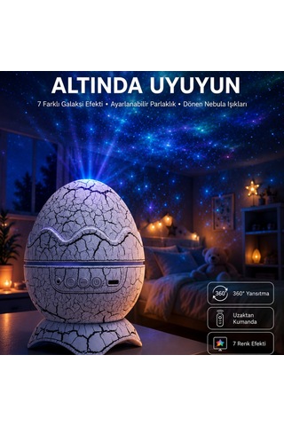 Yumurta Görünümlü Masa Ve Gece Lambası Renk Değiştirebilen Projektör Renkli 78766056
