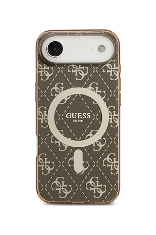 Apple Uyumlu iPhone 17 Air Kılıf Guess Lisanslı M-safeli Iml Baskılı Klasik Logolu 4g Desenli Kahverengi Kahverengi