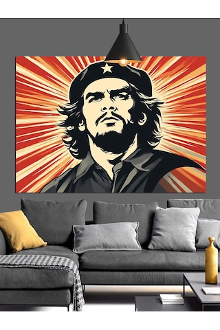 Che Guevara Siyah Portresi Dekoratif Kanvas - Mdf Ahşap Tablo