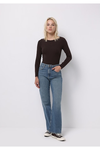 Colins Slim Fit Kayık Yaka Düz Kadın Kahverengi Uzun Kol Tişört Cl1070957 Q1.v2 Brw Kahverengi