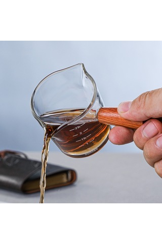 Kosona Ahşap Saplı İki Ağızlı Minik Cam Süt Kavanozu - İtalyan Kahve, Latte İçin Stokli, Kalın Tabanlı, 51-100 Ml Diğer