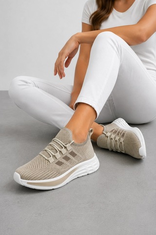 Ht Hotin Loki Kadın Günlük Spor Ayakkabı Hafif Esnek Tabanlı Rahat Sneaker - Bej