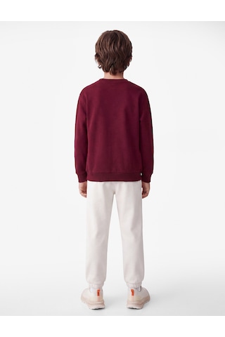 Koton Pamuklu Uzun Kollu Bisiklet Yaka Baskılı Sweatshirt Bordo 7wkb10058tk