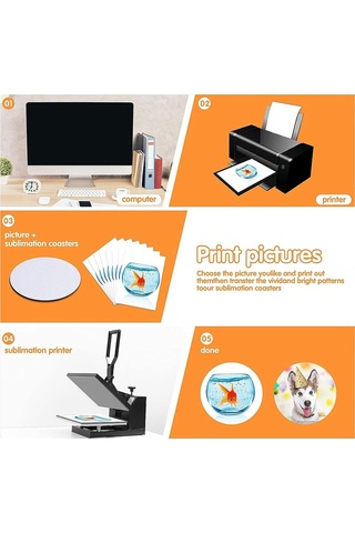 Xurunkeji Sublimasyon Boş Bardak Altlıkları Daire Sublimasyon Boş Bardak Matı Sublimasyon Yuvarlak Isı Transfer Bardak Matı, 3,5 İnç 20 Paket Beyaz