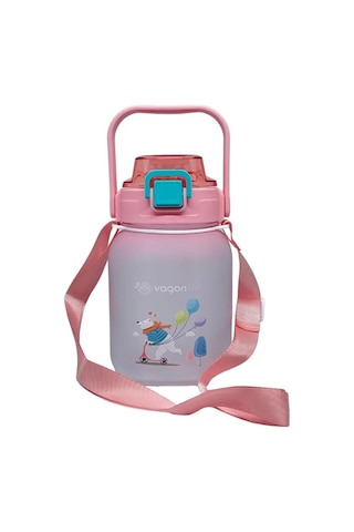 Vagonlife Vgn2275-t Pembe 1100ml Çocuk Pipetli/pipetsiz Kullanım Su Matarası -askılı
