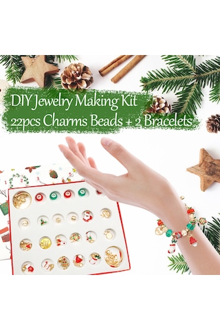 Aoresac Noel Advent Takvim Bilezikleri Kızlar İçin 24 Günlük Noel Geri Sayım Takvimi Kapatılmış Kutuda Dıy Takı Yapım Kiti Hediye 22 Charm Boncuk, Kolye Ve 2 Bilezik Çocuklar, Gençler, Kadınlar İçin Altın