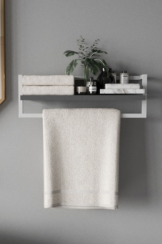 Aju Havluluk Banyo Rafı Havlu Askısı Şal Aksesuar Bakım Ürünleri Banyo Mutfak Düzenleyic Beyaz - Gri
