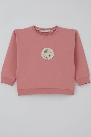 Breeze Kız Çocuk Sweatshirt Triko Çiçek Aplike Armalı 2-6 Yaş, Gülkurusu