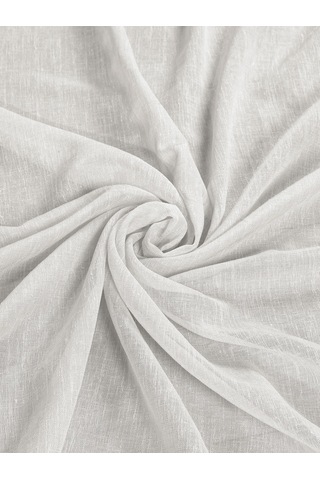 Keten Görünümlü Ekstrafor Büzgülü Ekru Yüksek Kalite Tül Perde Ekru