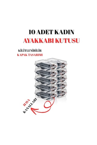 10 Lu Kadın Ayakkabı Saklama Kutusu Şeffaf Ve Düzenleyici Set Şeffaf