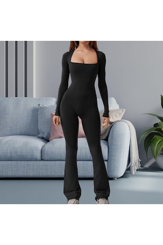 Dolıty Moda Tulumlar, Geniş Bacak Uzun Pantolon, Romper Modası Siyah M Siyah