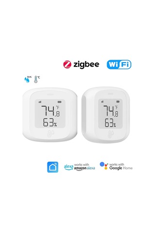 Mufunye Zigbee Akıllı Sıcaklık Ve Nem Sensörü - Alexa & Google Uyumlu, Lcd Ekranlı, Ev İçi İzleme, Zigbee Ağ Geçidi Gerektirir Pil Dahil Değil