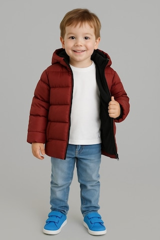 Blayn Jeans Erkek Çocuk Kapşonlu Montiçi Polarlı Su Ve Rüzgara Dayanıklı Bordo
