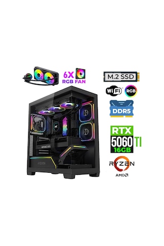 Xaser FADE X110 R5-7500X3D 32 GB 1 TB M.2 NVMe SSD 16 GB RTX5060Ti Free Dos Masaüstü Oyuncu Bilgisayarı