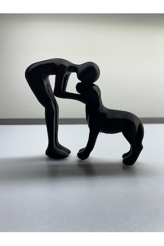 Köpek Ve İnsan Dostluğu Figürlü Minimalist Tasarım Dekoratif Masa Üstü Biblo
