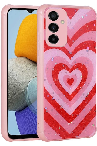 Zore Galaxy Uyumlu M23 Kılıf Simli Desenli Kamera Korumalı Parlak Popy Kapak - Çiçek Çiçek