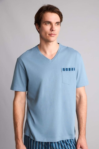 Defacto New Regular Fıt Kısa Kollu 2li Pijama Takım H8712ax26smbe485 Mavi-be485