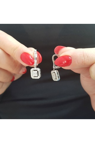 Lova 0,73 Karat Baget ve Dört Köşe Pırlanta Küpe - 3030053