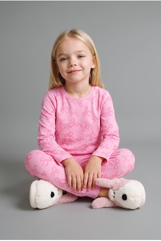 Defacto Uzun Kollu Üst Lastikli Paça Alt Fiyonk Desenli 2li Pijama Takımı Kız Bebek I3904a526auer105 Ekru-er105