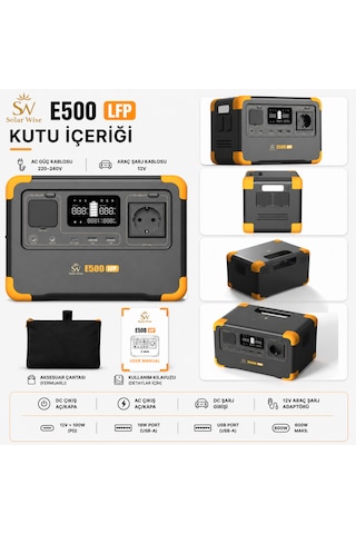 Solar Wise E500lfp 600w 576wh Lifepo4 Ups Destekli Wifi Bluetooth Kablosuz Şarj Taşınabilir Güç İstasyonu