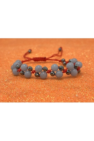 Yıldız Doğal Taş 6mm Ipli Anjelit Ayarlanabilir Ölçü Doğal Taş Bileklik Mavi