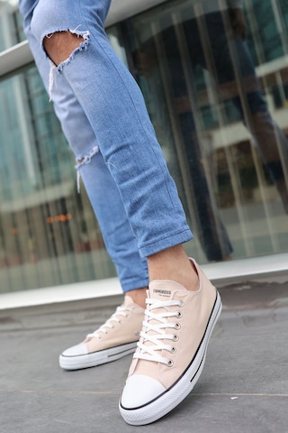 N Moda Unisex Keten Ayakkabı Spor Ayakkabı Günlük Sneakers Kısa Krem