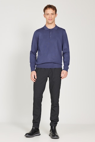 AC&Co / Altınyıldız Classics Erkek Indıgo Standart Fit Normal Kesim Polo Yaka Triko Kazak İndigo