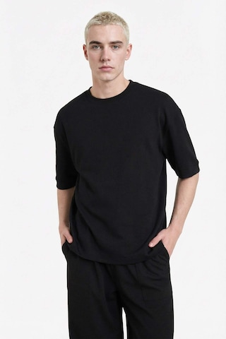 Defacto Loose Fit Rahat Kesim Bisiklet Yaka Ağır Kumaş Basic Düz Kısa Kollu Tişört B4844ax26spbk81 Siyah-bk81