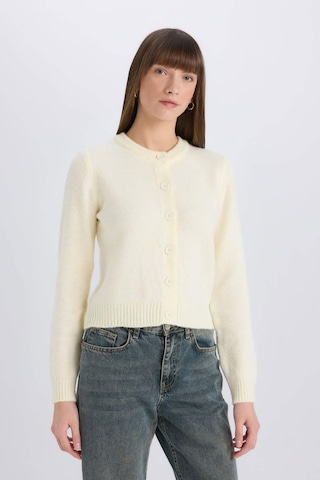 DeFacto Regular Fit Bisiklet Yaka Basic Düz Düğmeli Soft Touch Yumuşak Triko Hırka E3654AX25SPYL514 Sarı