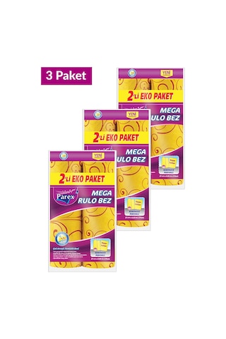 Mega Rulo Temizlik Bezi 2'li Eko Paket Üçlü Set