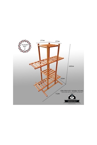 Eskitme Ahşap Çiçeklik - Dekoratif Çiçek Standı -Saksılık-
