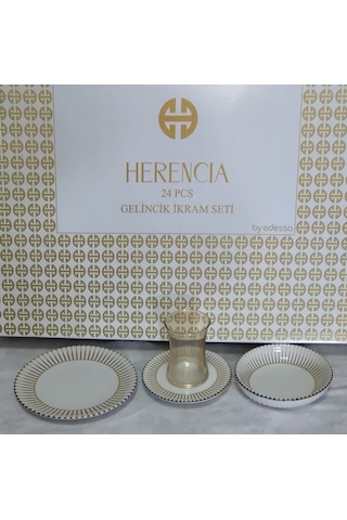 Gelincik 24 Parça İkram Seti Sarı - Beyaz