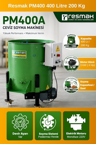 Resmak Pm400a Devir Ayarlı Ceviz Soyma Makinesi