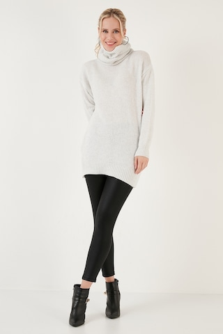 Lela Balıkçı Yaka Örme Uzun Bayan Kazak 4615018 Açık Gri