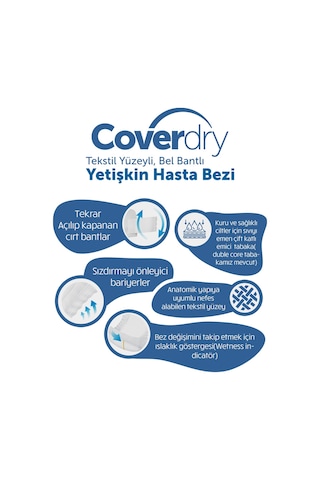 Coverdry Tekstil Yüzeyli Bel Bantlı Yetişkin Hasta Bezi L 4 x 30'lu