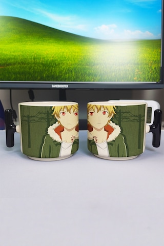 Noragami Anime Baskılı Seramik Lüks Kupa 1 Adet T Şeklinde Özel Siyah Kulp Dalga Kulp V5t Çok Renkli