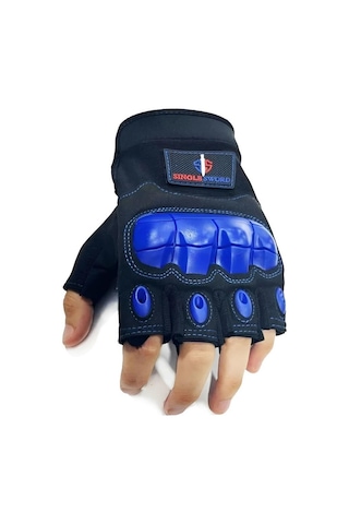 Single Sword Yarım Parmak Destekli Motorcu&bisiklet Eldiveni Mavi-xl Mavi