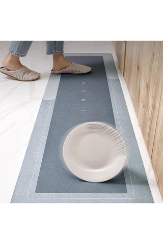 Banyo Paspası - Kaymaz Tabanlı - Süper Emici - Abdest Paspası - Uzun Gri 40 120 Cm Genel
