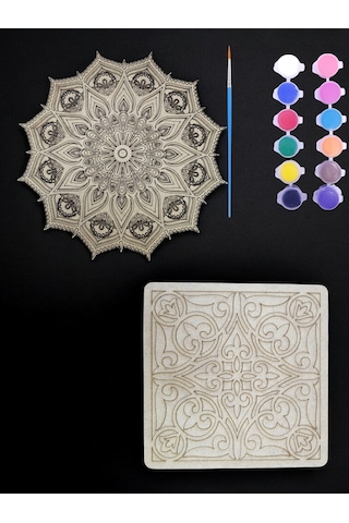 Ahşap 2'li Mandala Hobi Boyama Setleri