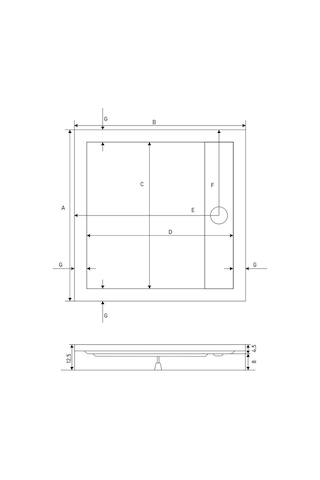 Shower 90x90 Drop Kare Monoblok Duş Teknesi H:12,5 Cm